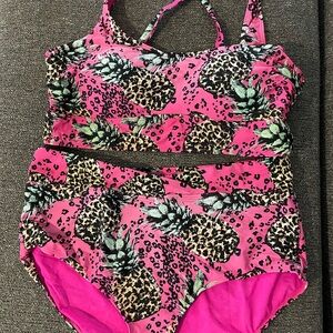 Pink Leopard Pineapple Swim Set